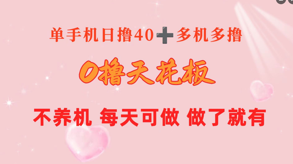 0撸天花板 单手机日收益40+ 2台80+ 单人可操作10台 做了就有 长期稳定-一九八七资源网-分享网络创业-网赚资讯