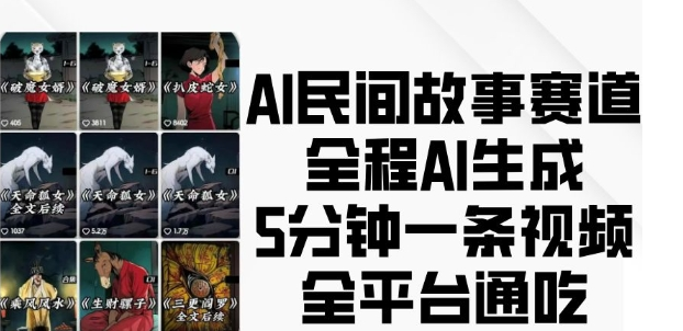 AI民间故事赛道，全程AI生成5分钟一条视频，全平台通吃-小七创业网-分享网络创业-网赚资讯