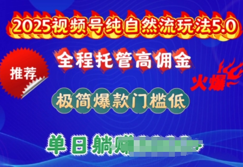 2025视频号纯自然流玩法5.0，全程托管高佣金，极简爆款门槛低，单日收益多张-小七创业网-分享网络创业-网赚资讯