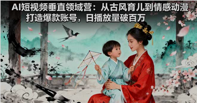 AI短视频垂直领域营：从古风育儿到情感动漫，打造爆款账号,日播放量破百万-小七创业网-短视频自媒体创业项目资源网
