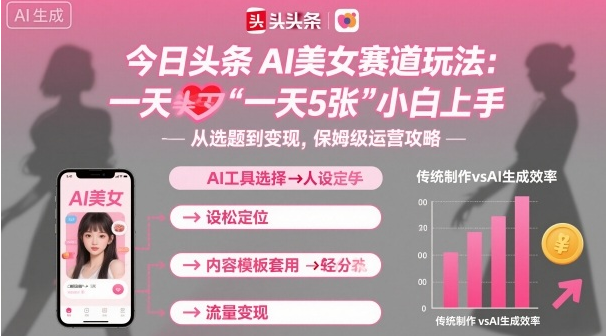今日头条AI美女赛道玩法，一天轻松5张，小白轻松上手-小七创业网-短视频自媒体创业项目资源网
