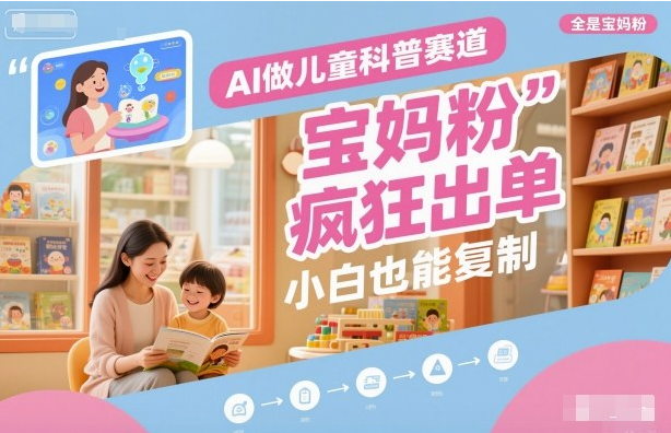 AI做儿童科普赛道，全是宝妈粉，橱窗疯狂出单，小白也能复制-小七创业网-短视频自媒体创业项目资源网