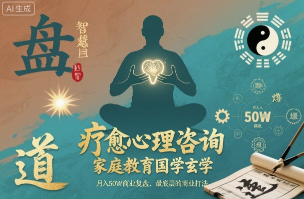 疗愈心理咨询，家庭教育国学玄学，月入50个商业复盘，最底层的商业打法-小七创业网-短视频自媒体创业项目资源网