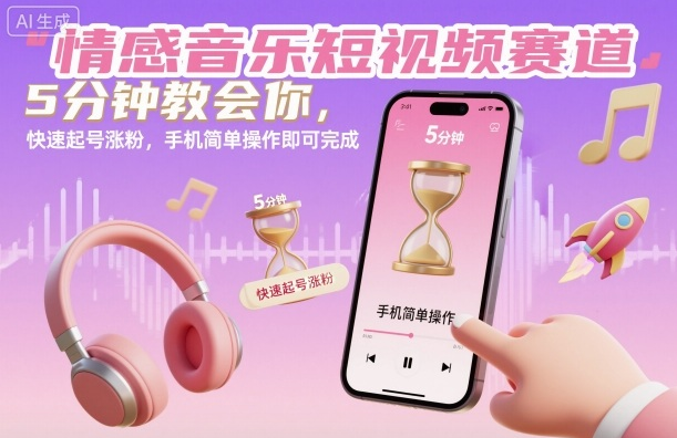 情感音乐短视频赛道，5分钟教会你，快速起号涨粉，手机简单操作即可完成-小七创业网-短视频自媒体创业项目资源网
